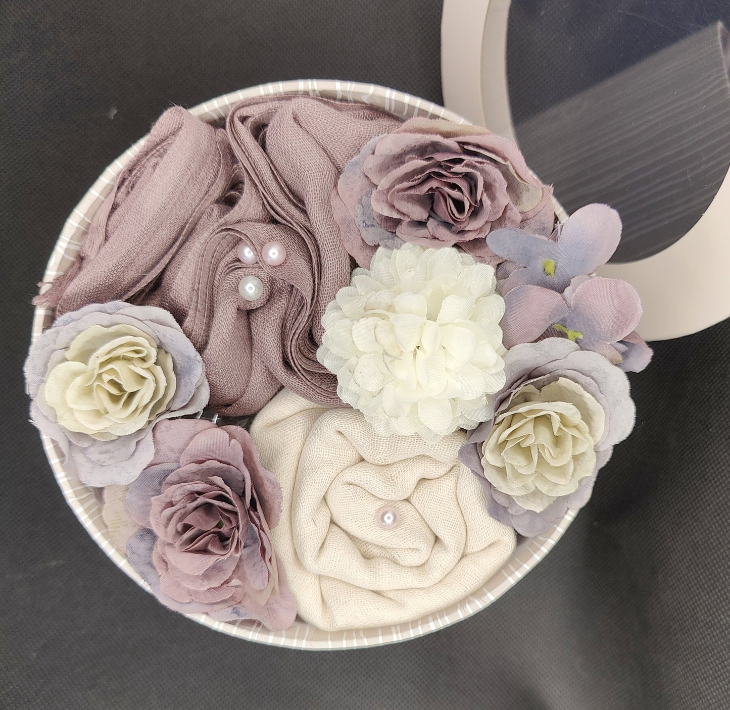 Lavender Essence Floral Hijab Gift Bouquet Preset