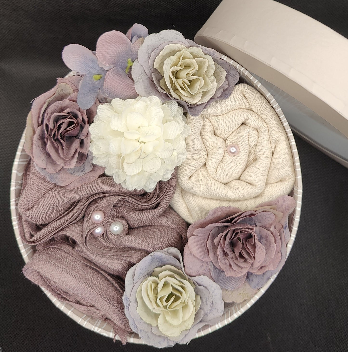 Lavender Essence Floral Hijab Gift Bouquet Preset