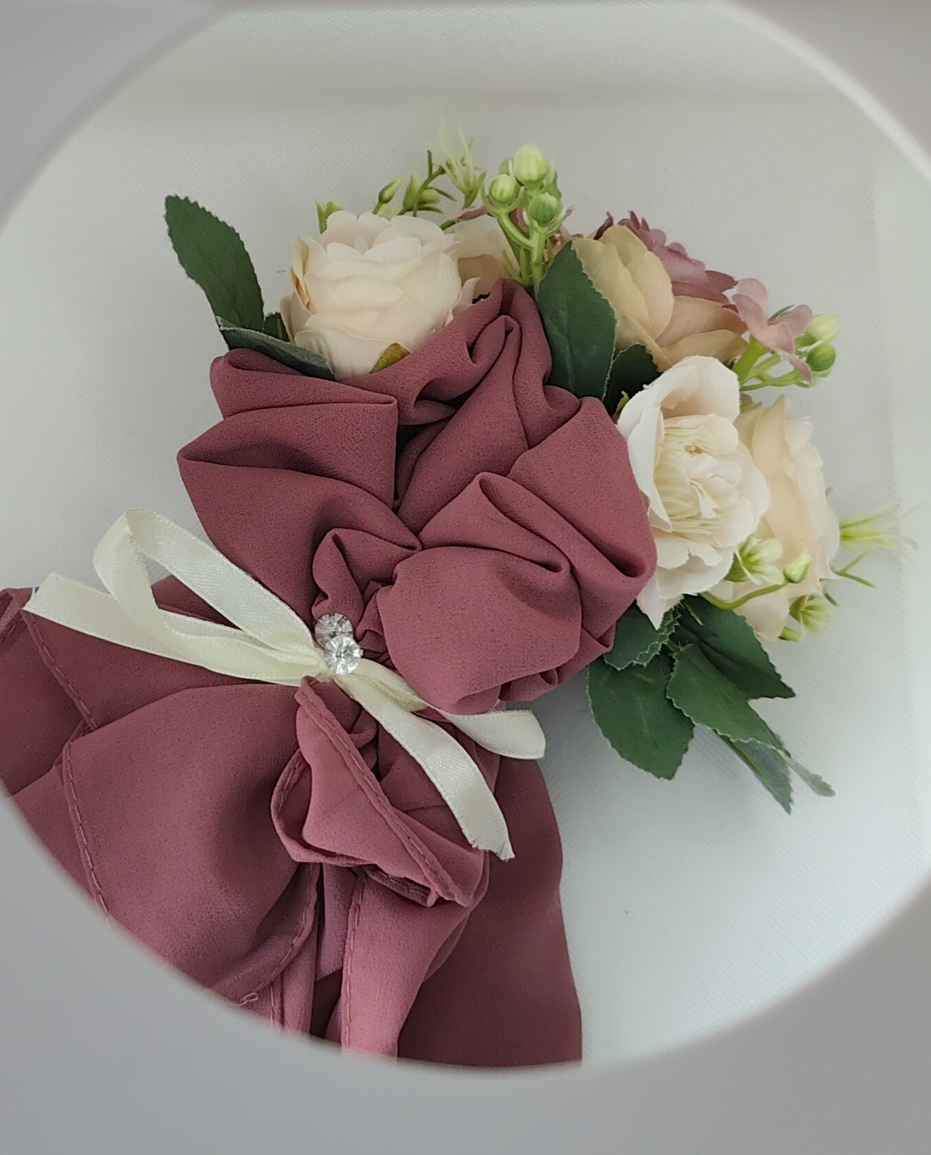 Hijab bouquet in Gift bag with clear window