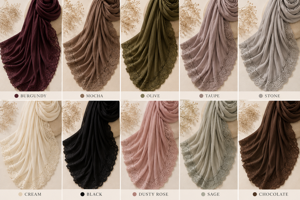 Premium Modal Lace Hijab,Soft Lightweight Women's Hijab,Tahani Boutique
