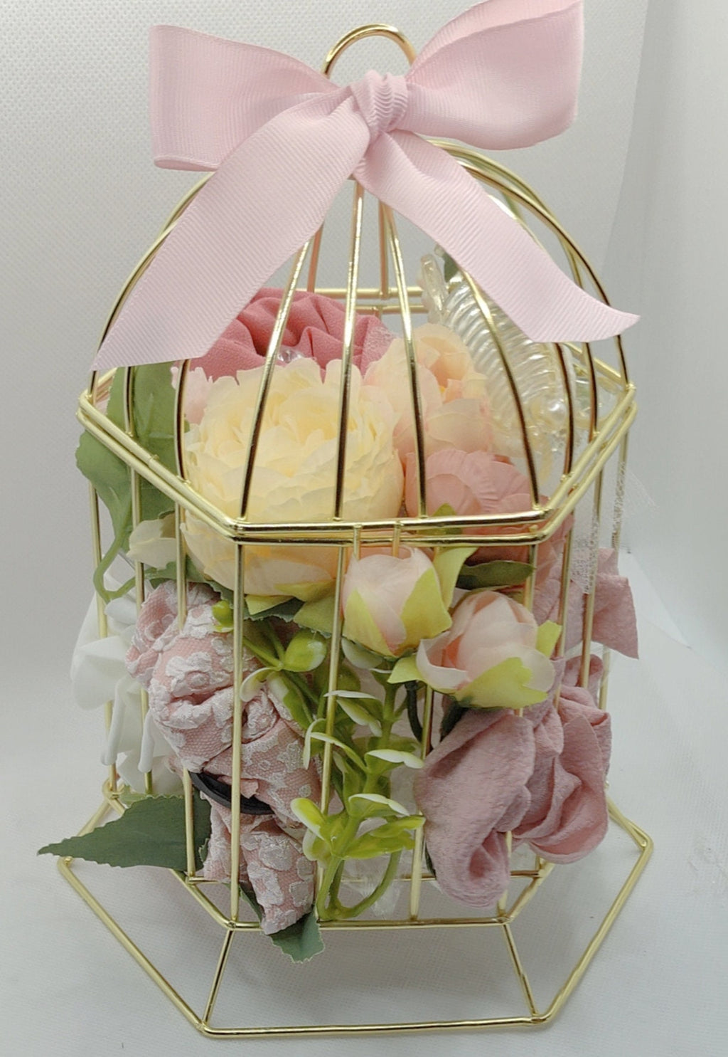 Gold Metal Birdcage Hijab Gift Bouquet Preset
