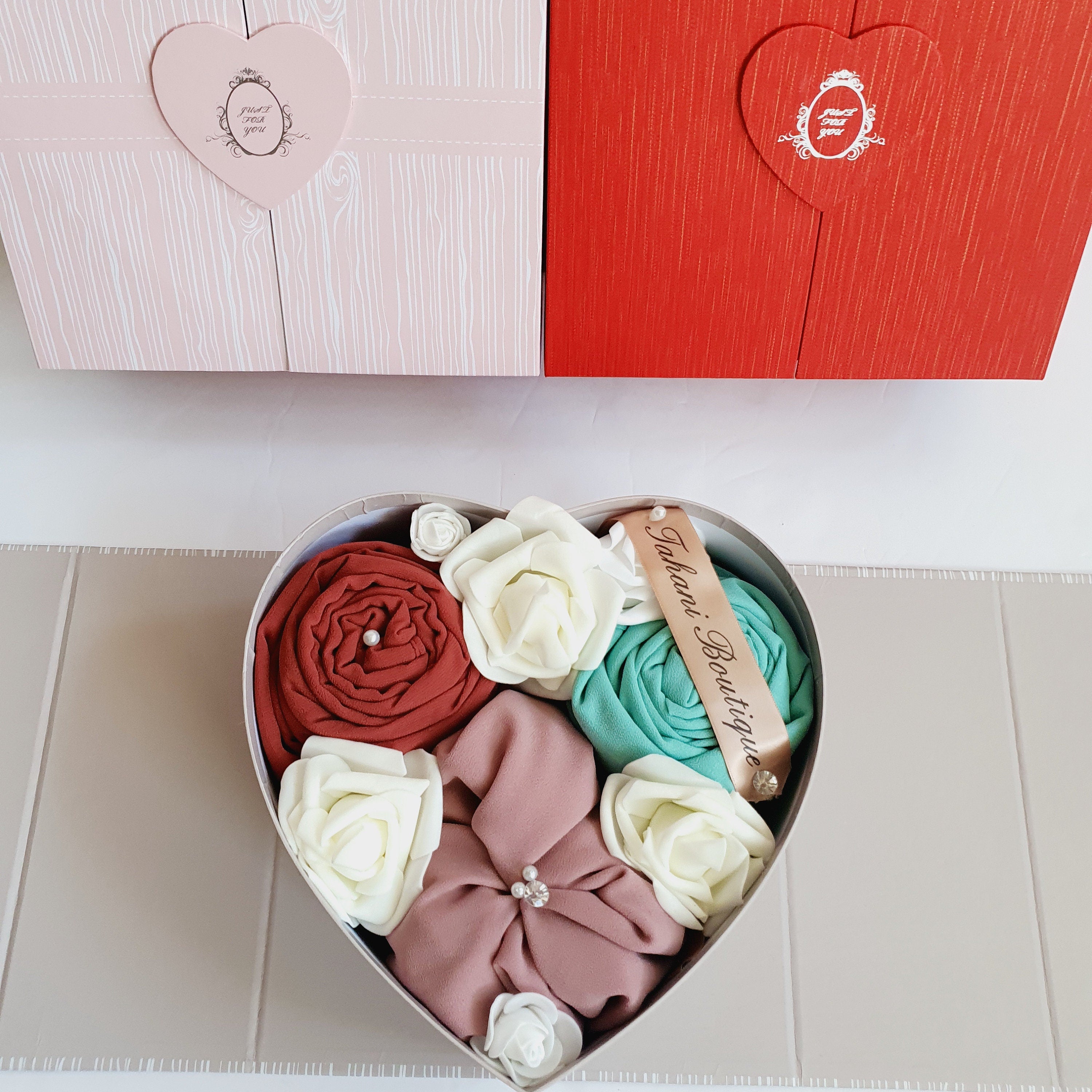 Heart Box Hijab Gift Bouquet – Personalised Luxury Gift