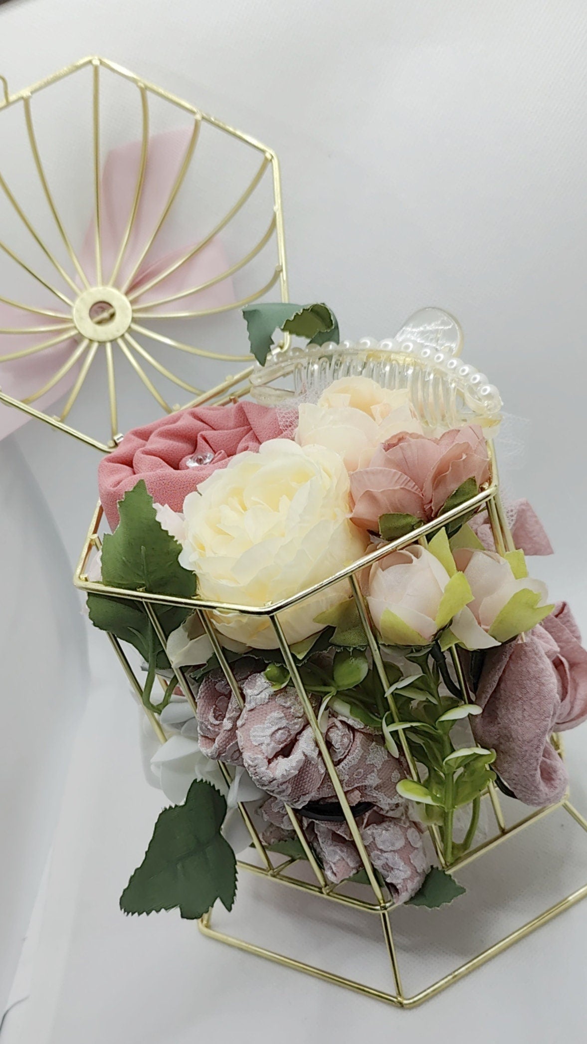 Gold Metal Birdcage Hijab Gift Bouquet – Personalised - Image 2
